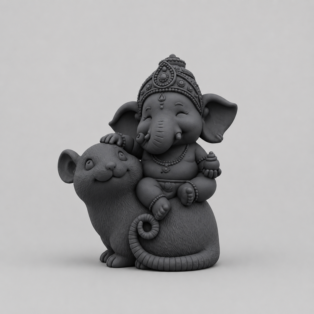 Ganesh Ji Sitting On Mushak 3D Model (5 Inch)